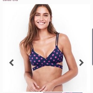 NWT! Land's End Starry Reversible Wrap Bikini Top